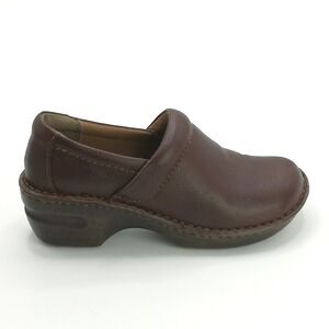 Born Concept BOC Shoes Womens Clog Faux Brown Leather Pebbled Slip On 7